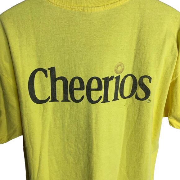 Cheerios Cereal Crewneck Snack T Shirt XL Yellow Graphic Short Sleeve Go With O - Picture 2 of 7